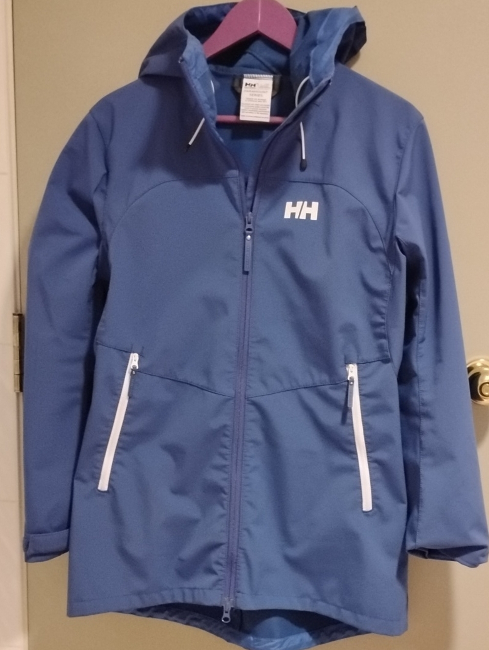 Helly Hansen Blue Hooded Technical Shell with White Accents